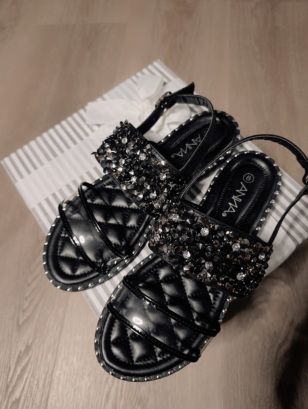 Just In 💓Julia BLACK SANDALSparkling - Picture 7 of 11